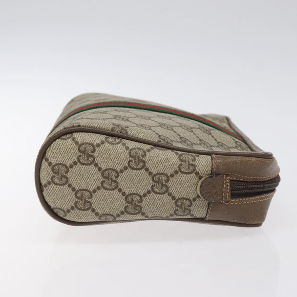 GUCCI GG Supreme Web Sherry Line Clutch Bag PVC Beige 89 01 012 Auth BA2580