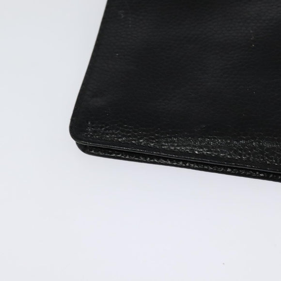 Christian Dior Chain Shoulder Bag Leather Black Gold Auth BA2581