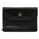 Christian Dior Chain Shoulder Bag Leather Black Gold Auth BA2581-2