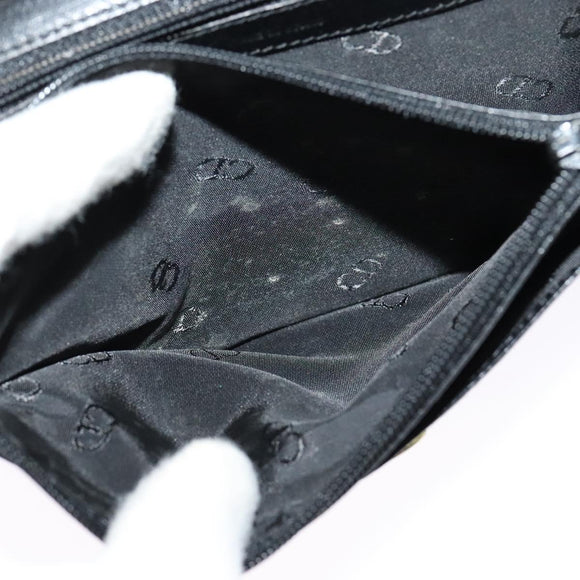 Christian Dior Chain Shoulder Bag Leather Black Gold Auth BA2581