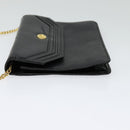 Christian Dior Chain Shoulder Bag Leather Black Gold Auth BA2581-4