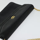 Christian Dior Chain Shoulder Bag Leather Black Gold Auth BA2581-6