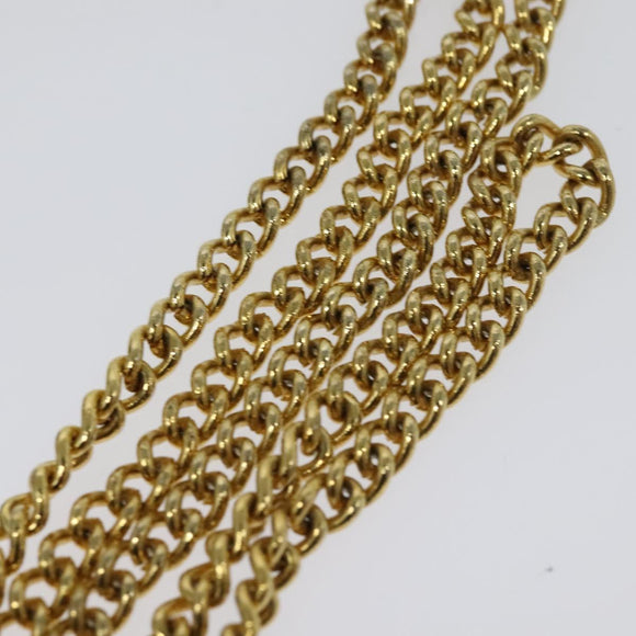 Christian Dior Chain Shoulder Bag Leather Black Gold Auth BA2581