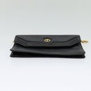 Christian Dior Chain Shoulder Bag Leather Black Gold Auth BA2581-9