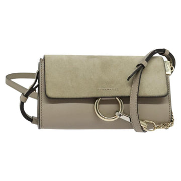 Chloe Fay Shoulder Bag Suede Leather Beige Gold Auth BA2586
