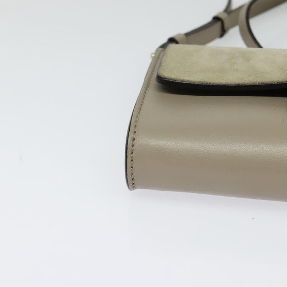 Chloe Fay Shoulder Bag Suede Leather Beige Gold Auth BA2586