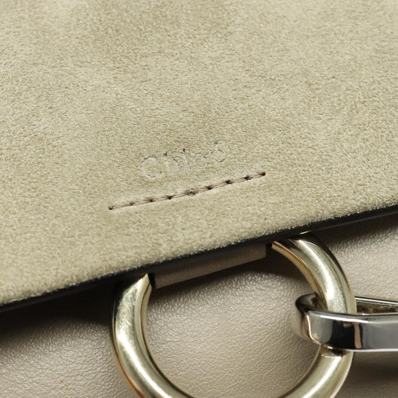 Chloe Fay Shoulder Bag Suede Leather Beige Gold Auth BA2586