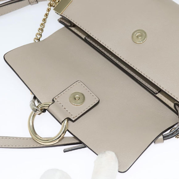 Chloe Fay Shoulder Bag Suede Leather Beige Gold Auth BA2586