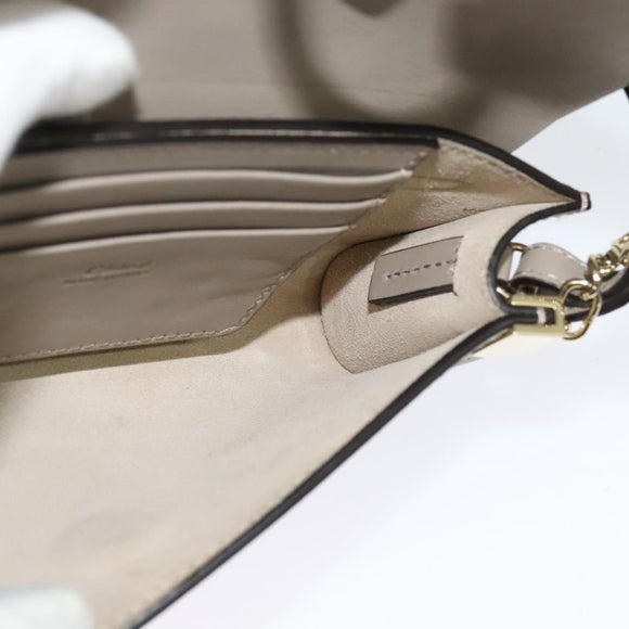 Chloe Fay Shoulder Bag Suede Leather Beige Gold Auth BA2586