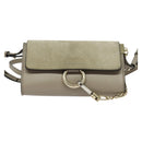 Chloe Fay Shoulder Bag Suede Leather Beige Gold Auth BA2586-2