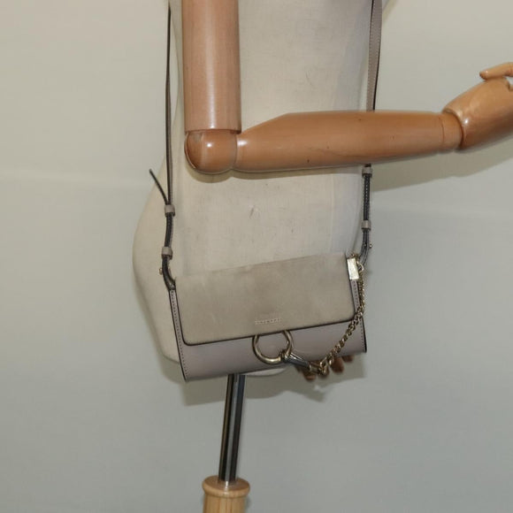 Chloe Fay Shoulder Bag Suede Leather Beige Gold Auth BA2586