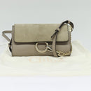 Chloe Fay Shoulder Bag Suede Leather Beige Gold Auth BA2586-12