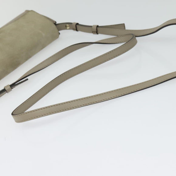 Chloe Fay Shoulder Bag Suede Leather Beige Gold Auth BA2586