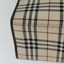 BURBERRY Nova Check Hand Bag Canvas Beige Silver Auth BA2588-15