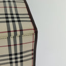 BURBERRY Nova Check Hand Bag Canvas Beige Silver Auth BA2588-16