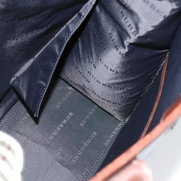 BURBERRY Nova Check Hand Bag Canvas Beige Silver Auth BA2588