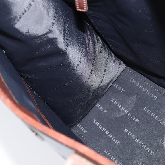 BURBERRY Nova Check Hand Bag Canvas Beige Silver Auth BA2588