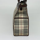 BURBERRY Nova Check Hand Bag Canvas Beige Silver Auth BA2588-3