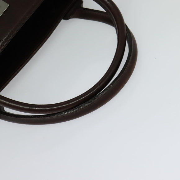 BURBERRY Nova Check Hand Bag Canvas Beige Silver Auth BA2588