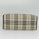 BURBERRY Nova Check Hand Bag Canvas Beige Silver Auth BA2588-5