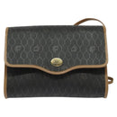 Christian Dior Honeycomb Canvas Shoulder Bag PVC Black Gold Auth BA2589-2
