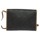 Christian Dior Honeycomb Canvas Shoulder Bag PVC Black Gold Auth BA2589-3
