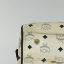 MCM Logogram Vicetos Hand Bag PVC Leather 2way White Gold Auth BA2592-10