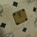 MCM Logogram Vicetos Hand Bag PVC Leather 2way White Gold Auth BA2592-14