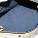 MCM Logogram Vicetos Hand Bag PVC Leather 2way White Gold Auth BA2592-16