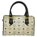 MCM Logogram Vicetos Hand Bag PVC Leather 2way White Gold Auth BA2592-3