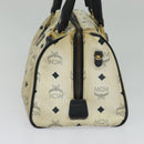 MCM Logogram Vicetos Hand Bag PVC Leather 2way White Gold Auth BA2592-5
