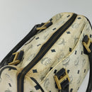 MCM Logogram Vicetos Hand Bag PVC Leather 2way White Gold Auth BA2592-6