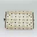 MCM Logogram Vicetos Hand Bag PVC Leather 2way White Gold Auth BA2592-9