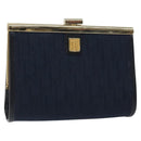 Christian Dior Trotter Canvas Pouch Navy Gold Auth BA2594-1
