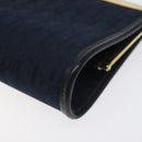 Christian Dior Trotter Canvas Pouch Navy Gold Auth BA2594-15