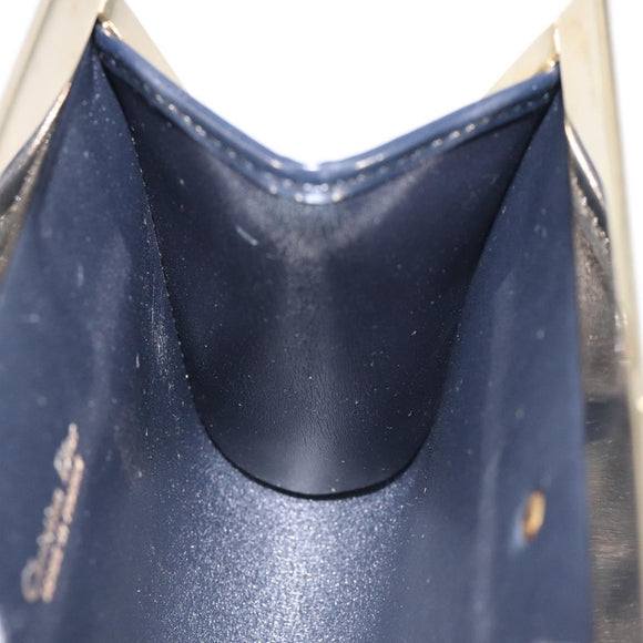 Christian Dior Trotter Canvas Pouch Navy Gold Auth BA2594
