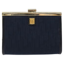 Christian Dior Trotter Canvas Pouch Navy Gold Auth BA2594-13