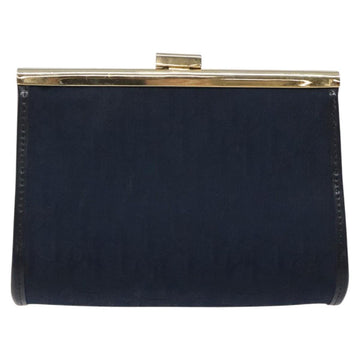 Christian Dior Trotter Canvas Pouch Navy Gold Auth BA2594 - 0