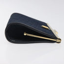 Christian Dior Trotter Canvas Pouch Navy Gold Auth BA2594-3