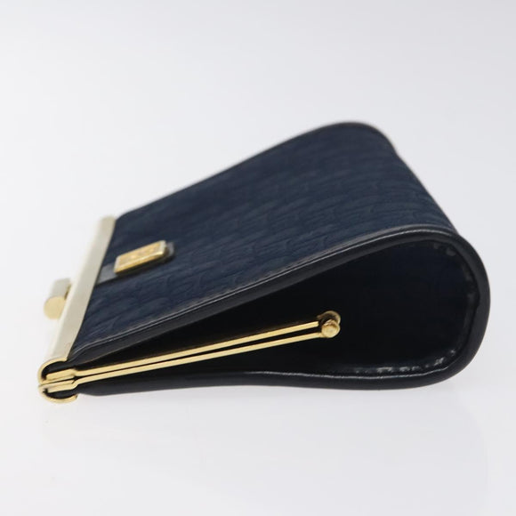 Christian Dior Trotter Canvas Pouch Navy Gold Auth BA2594