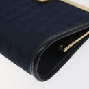 Christian Dior Trotter Canvas Pouch Navy Gold Auth BA2594-7