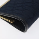 Christian Dior Trotter Canvas Pouch Navy Gold Auth BA2594-14