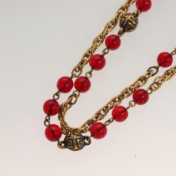 CHANEL COCO Mark Necklace metal Gold CC Auth BA2608