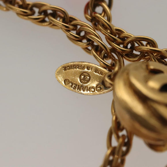 CHANEL COCO Mark Necklace metal Gold CC Auth BA2608