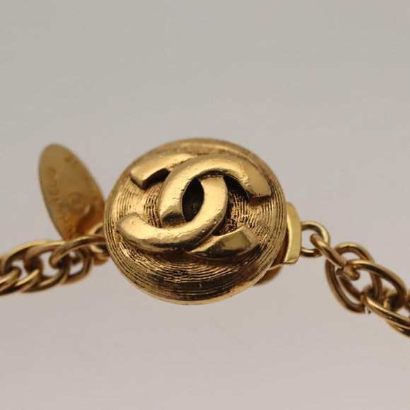 CHANEL COCO Mark Necklace metal Gold CC Auth BA2608