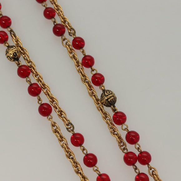 CHANEL COCO Mark Necklace metal Gold CC Auth BA2608