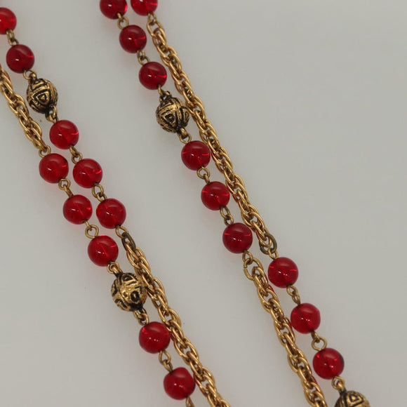 CHANEL COCO Mark Necklace metal Gold CC Auth BA2608