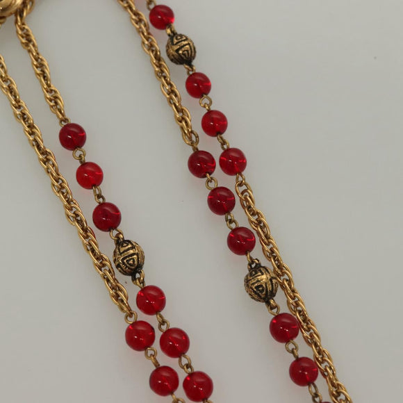 CHANEL COCO Mark Necklace metal Gold CC Auth BA2608