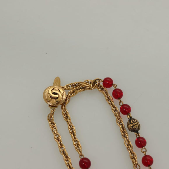 CHANEL COCO Mark Necklace metal Gold CC Auth BA2608