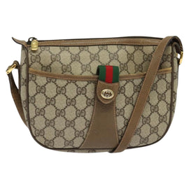 GUCCI GG Supreme Web Sherry Line Bag PVC Beige Gold 89 02 032 Auth BA2611